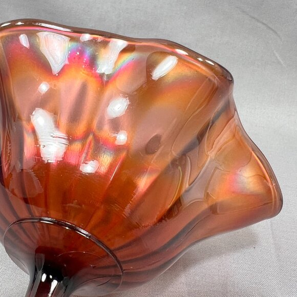 Vtg Fenton Carnival Stippled Rays Art Glass Comport Compote Amethyst Purple - Picture 13 of 16